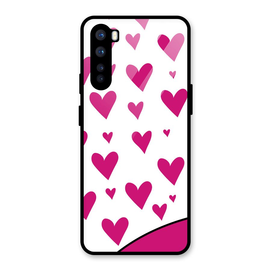 Romantic Couples with Hearts Glass Back Case for OnePlus Nord