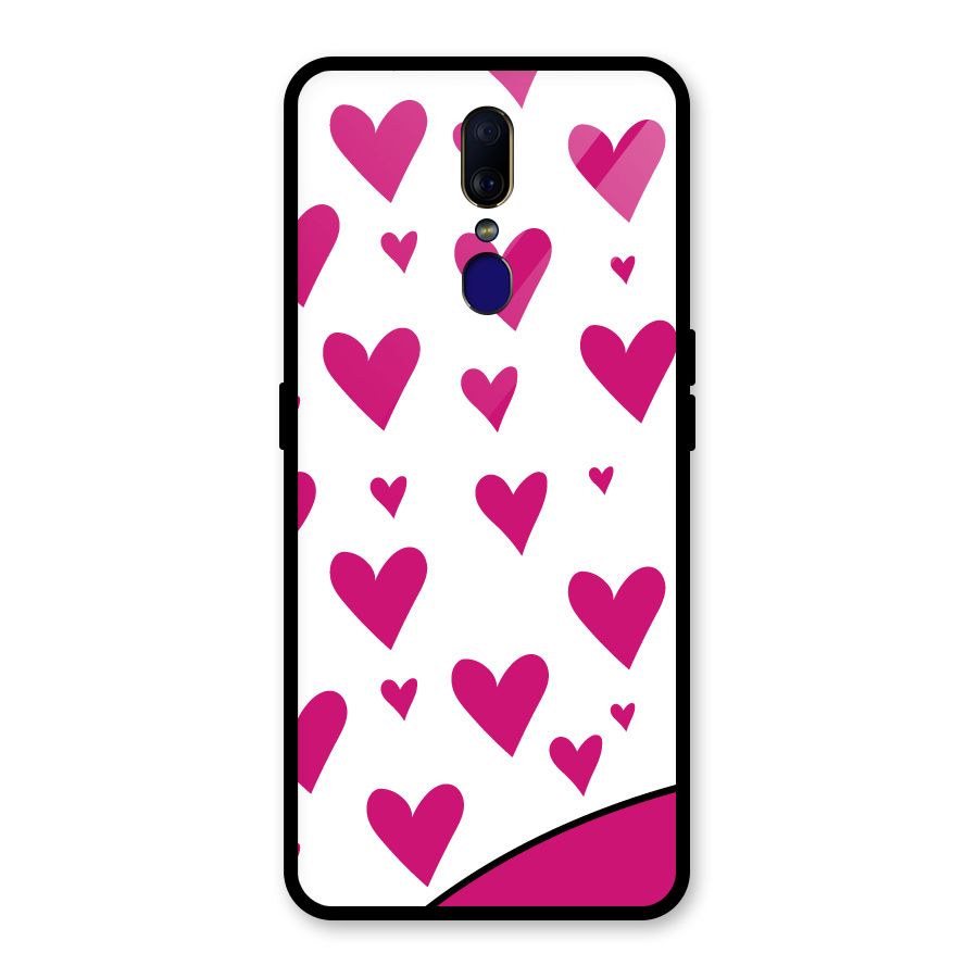 Romantic Couples with Hearts Glass Back Case for Oppo F11