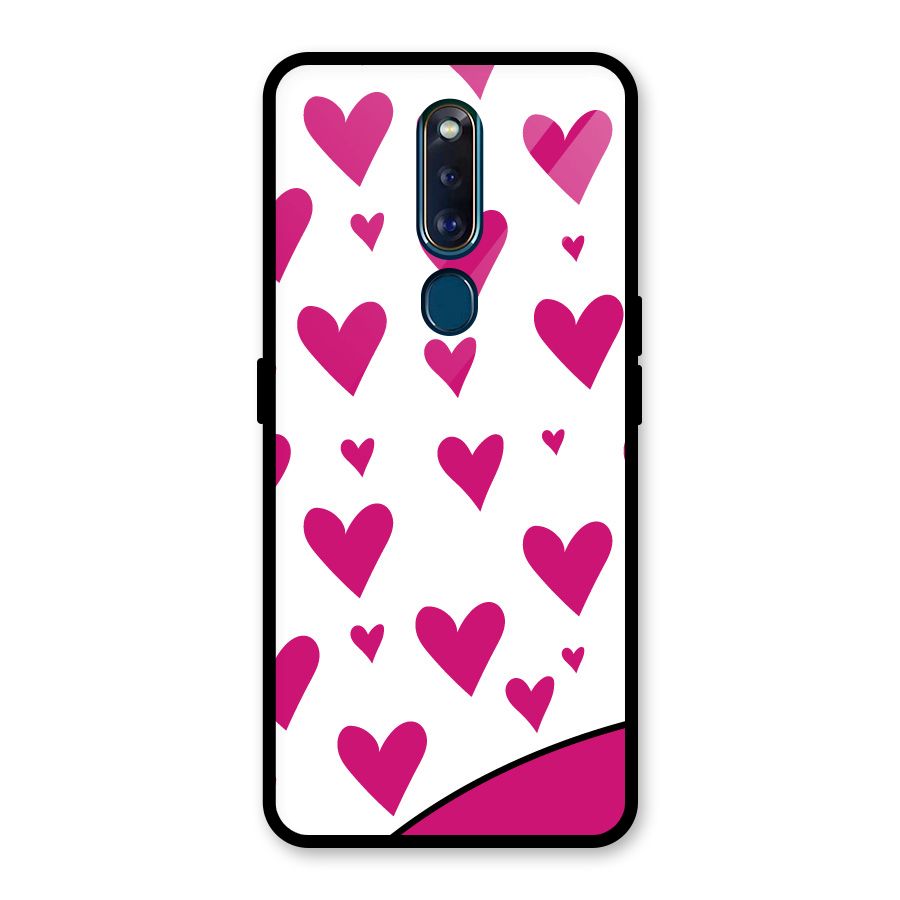 Romantic Couples with Hearts Glass Back Case for Oppo F11 Pro