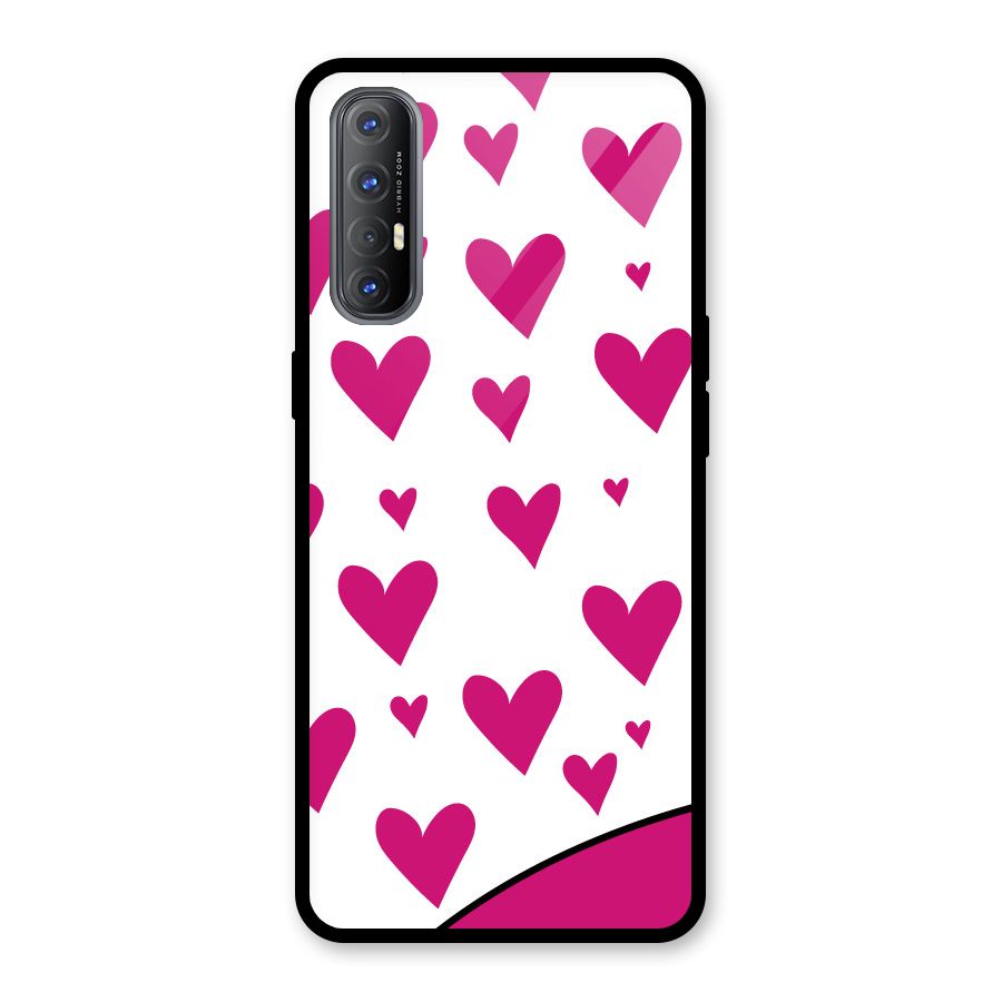Romantic Couples with Hearts Glass Back Case for Oppo Reno3 Pro