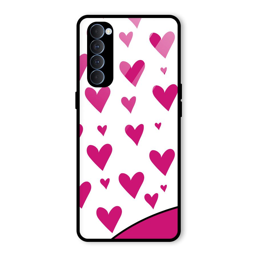 Romantic Couples with Hearts Glass Back Case for Oppo Reno4 Pro