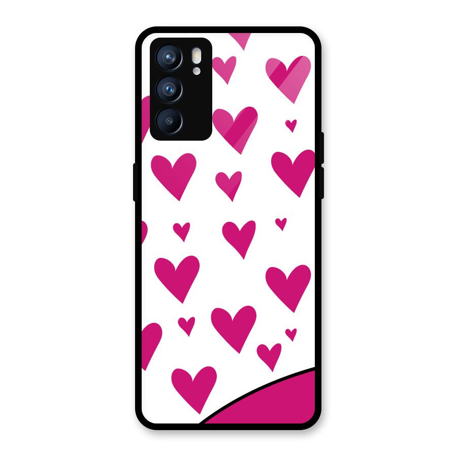 Romantic Couples with Hearts Glass Back Case for Oppo Reno6 5G