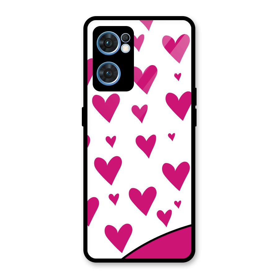 Romantic Couples with Hearts Glass Back Case for Oppo Reno7 5G