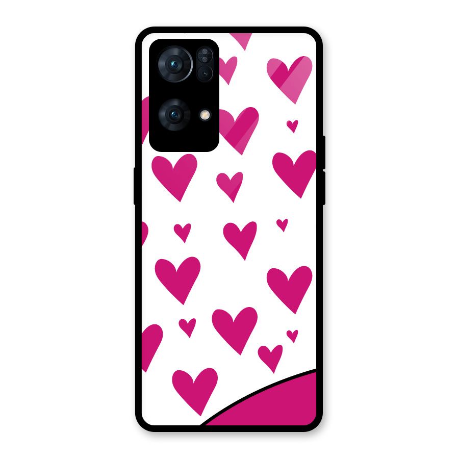Romantic Couples with Hearts Glass Back Case for Oppo Reno7 Pro 5G