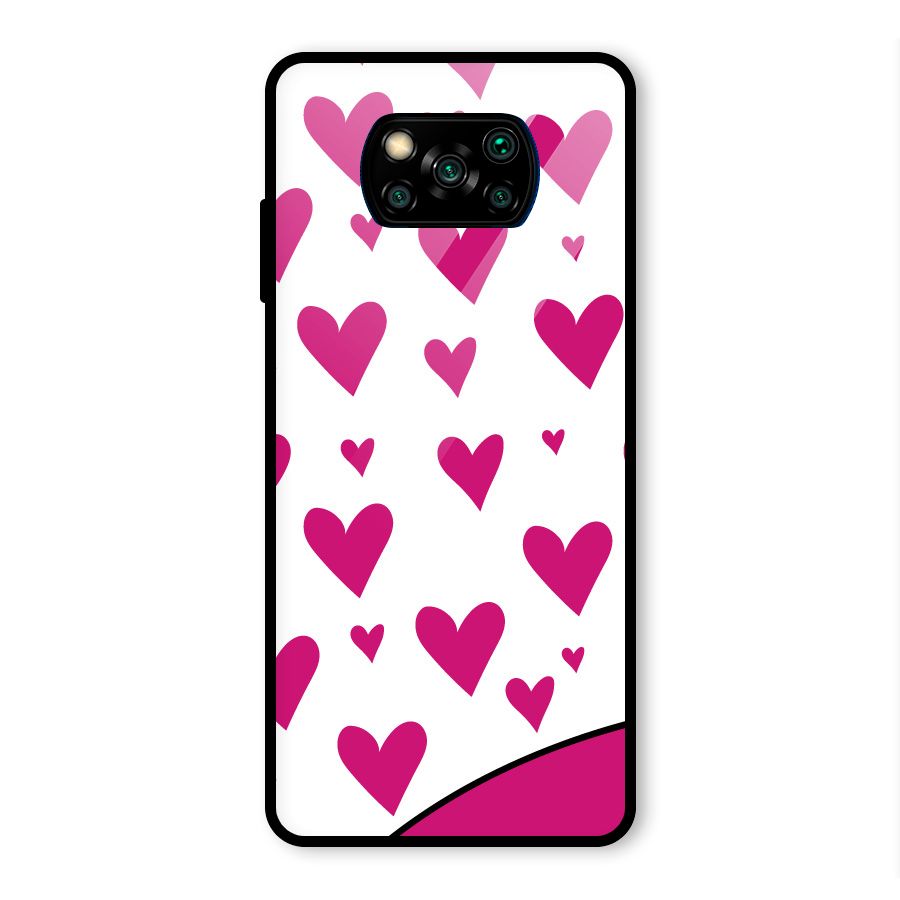 Romantic Couples with Hearts Glass Back Case for Poco X3 Pro