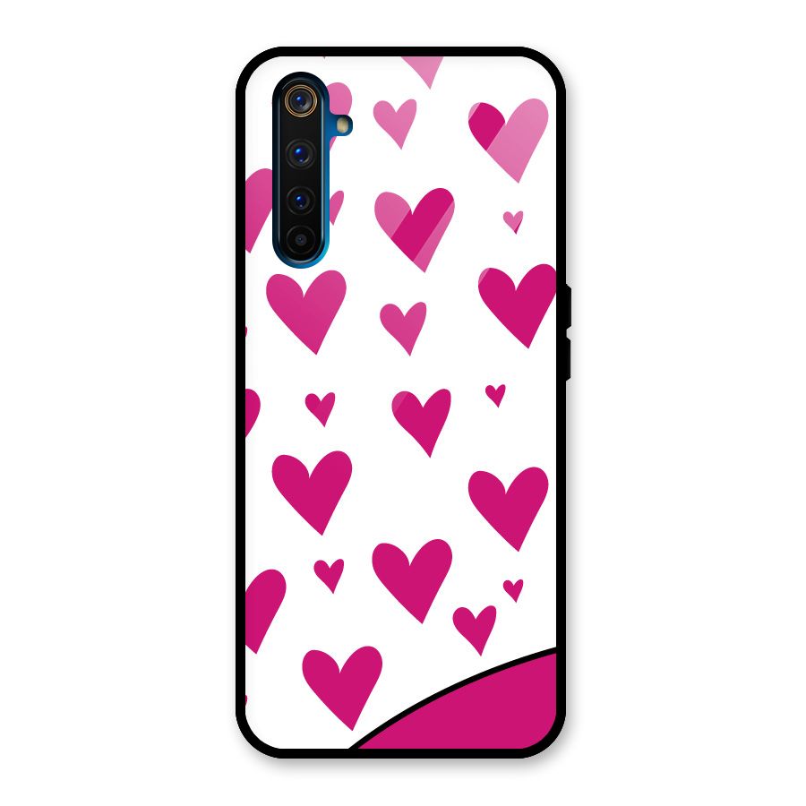 Romantic Couples with Hearts Glass Back Case for Realme 6 Pro