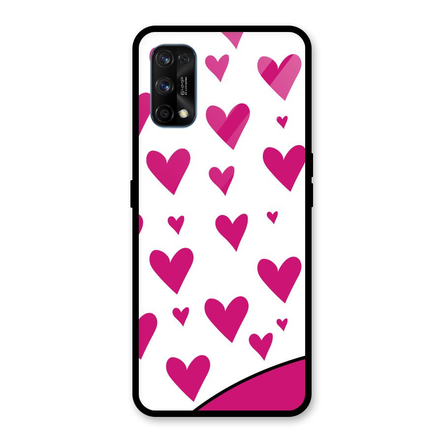 Romantic Couples with Hearts Glass Back Case for Realme 7 Pro