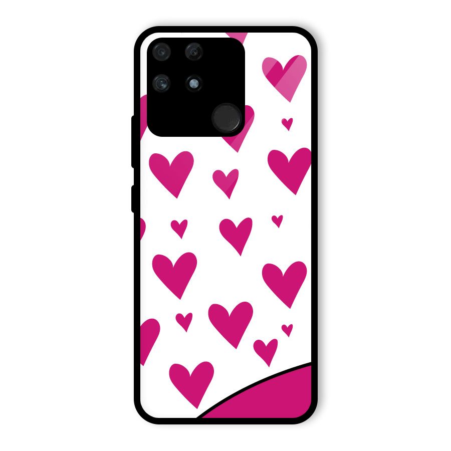 Romantic Couples with Hearts Glass Back Case for Realme Narzo 50A