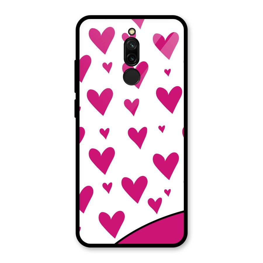 Romantic Couples with Hearts Glass Back Case for Redmi 8