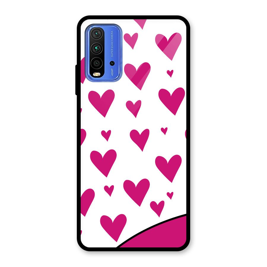 Romantic Couples with Hearts Glass Back Case for Redmi 9 Power