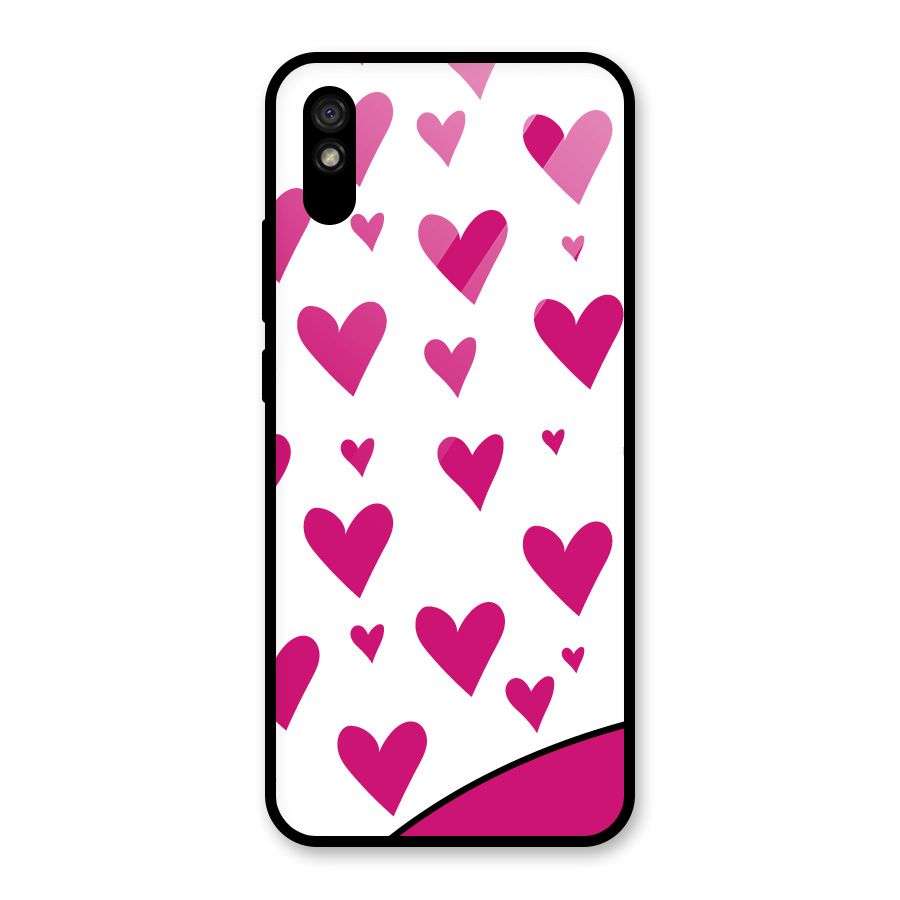 Romantic Couples with Hearts Glass Back Case for Redmi 9i