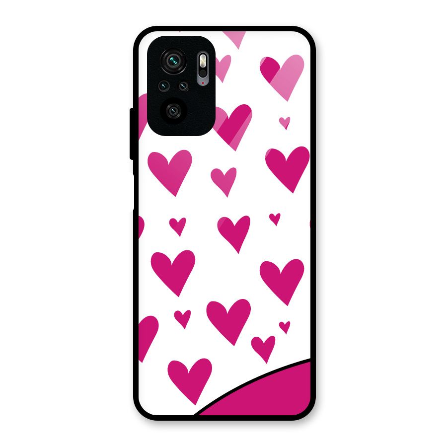Romantic Couples with Hearts Glass Back Case for Redmi Note 10S