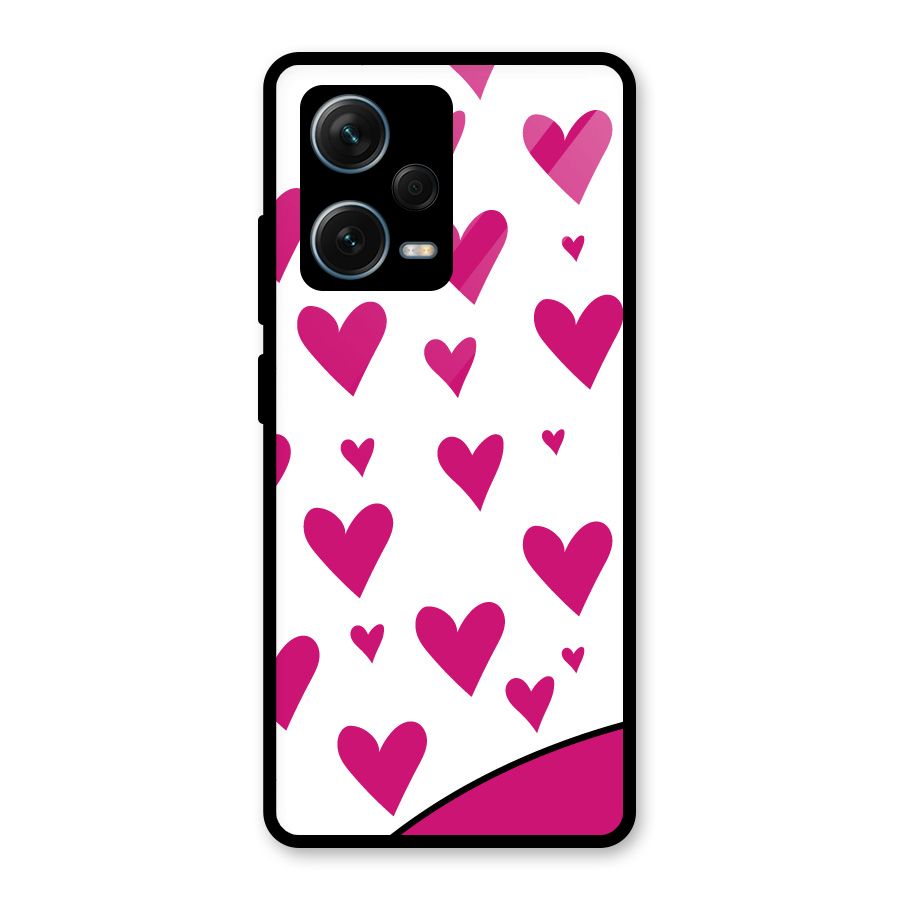 Romantic Couples with Hearts Glass Back Case for Redmi Note 12 Pro Plus 5G