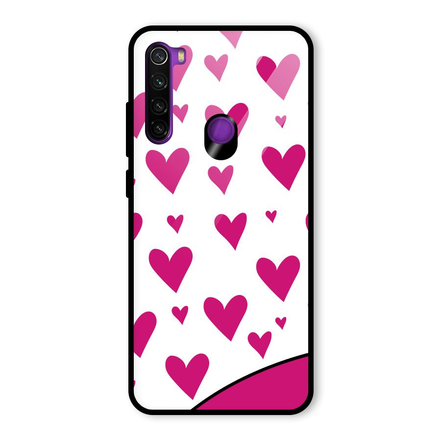 Romantic Couples with Hearts Glass Back Case for Redmi Note 8
