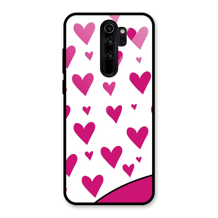 Romantic Couples with Hearts Glass Back Case for Redmi Note 8 Pro
