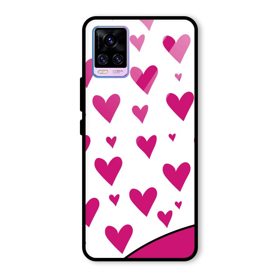 Romantic Couples with Hearts Glass Back Case for Vivo V20 Pro