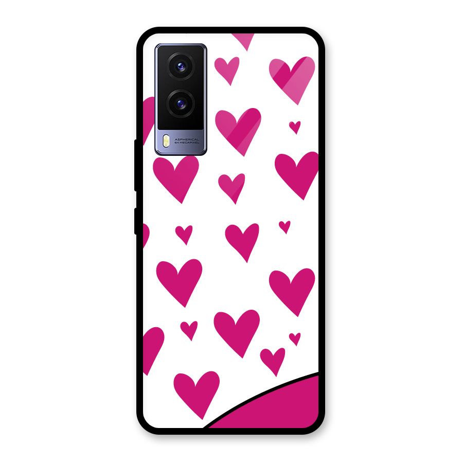 Romantic Couples with Hearts Glass Back Case for Vivo V21e 5G