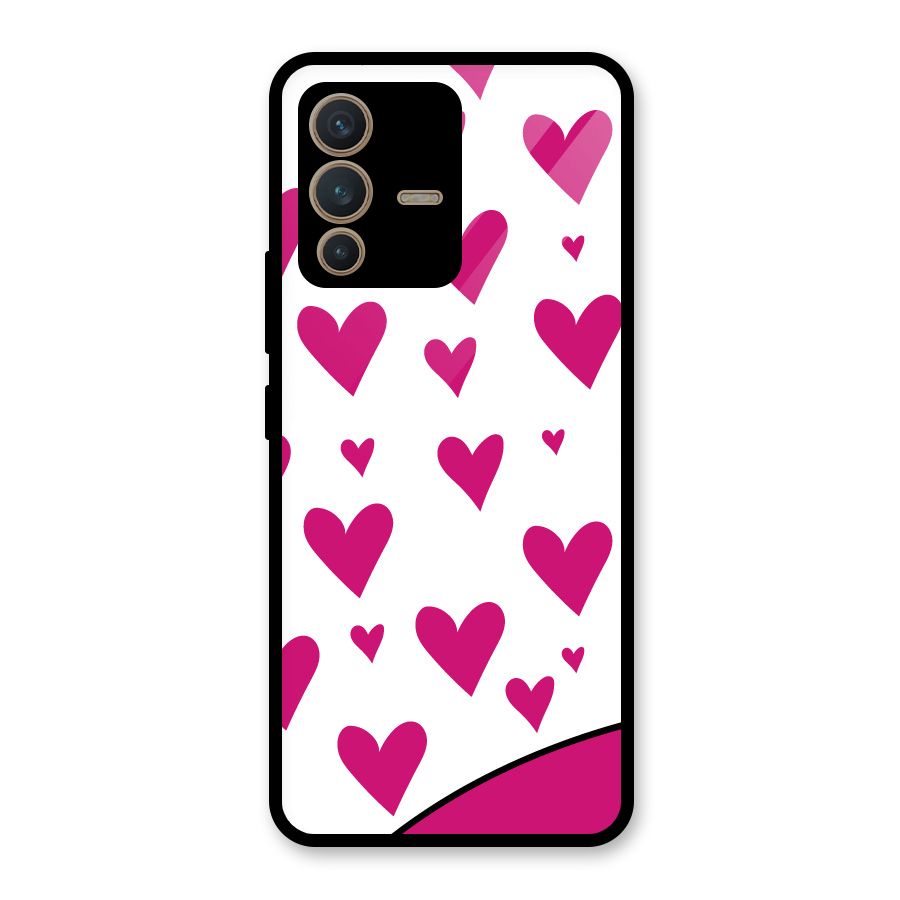Romantic Couples with Hearts Glass Back Case for Vivo V23 5G