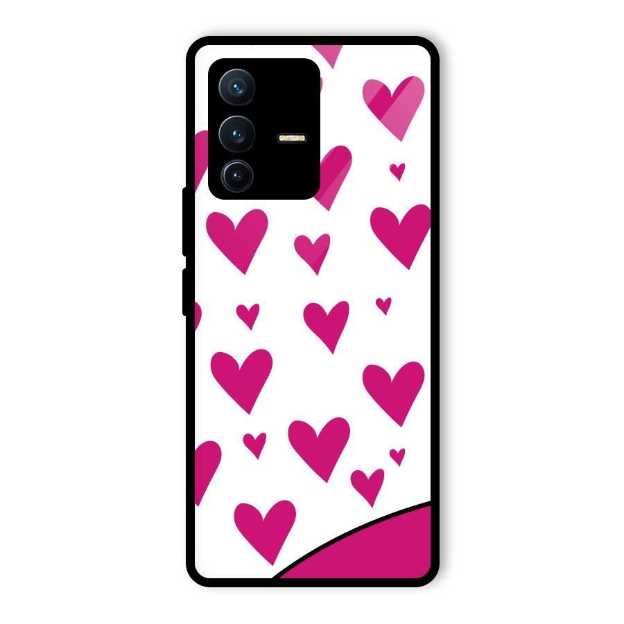 Romantic Couples with Hearts Glass Back Case for Vivo V23 Pro