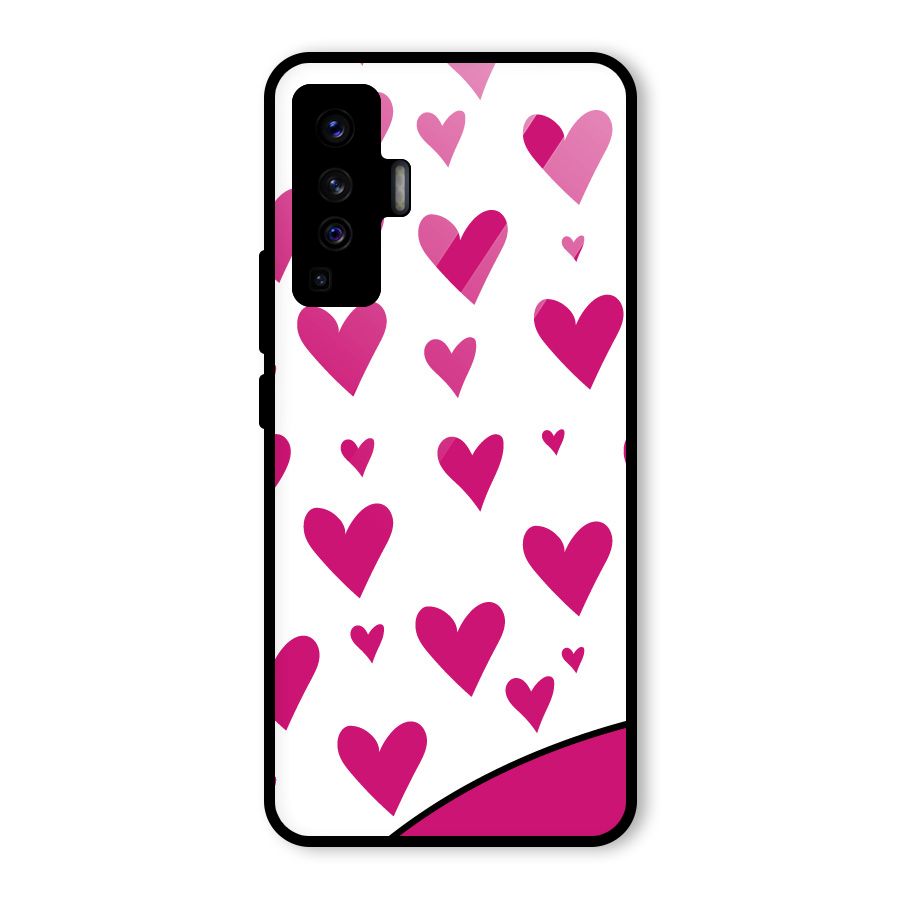 Romantic Couples with Hearts Glass Back Case for Vivo X50