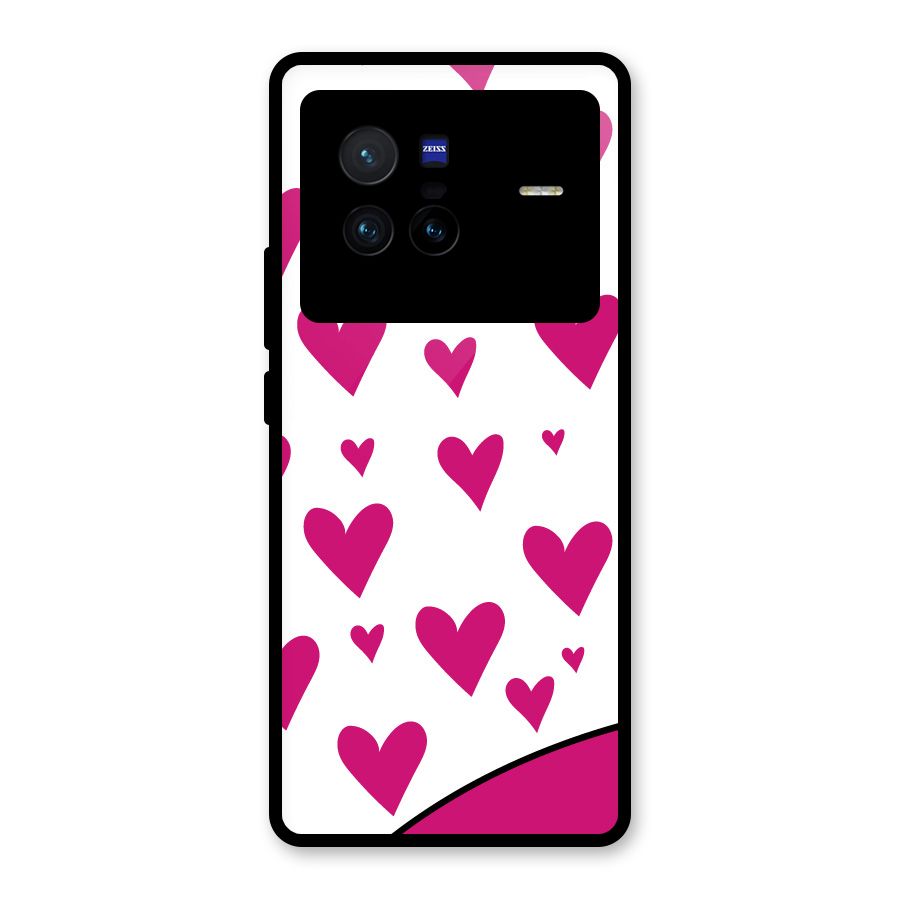 Romantic Couples with Hearts Glass Back Case for Vivo X80