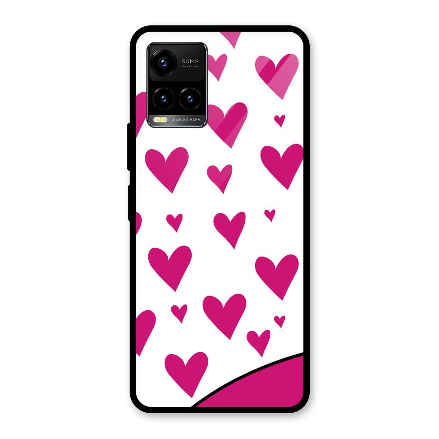 Romantic Couples with Hearts Glass Back Case for Vivo Y21A