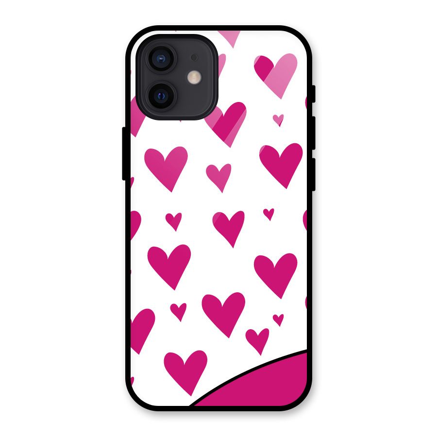 Romantic Couples with Hearts Glass Back Case for iPhone 12