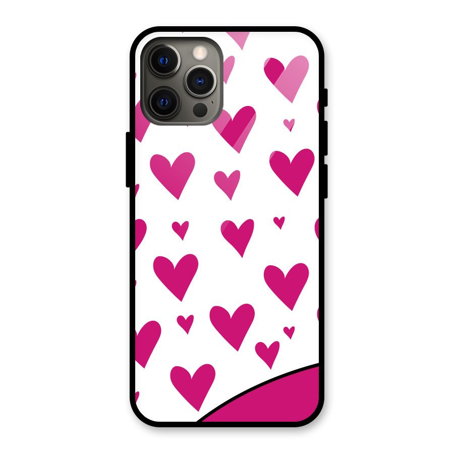 Romantic Couples with Hearts Glass Back Case for iPhone 12 Pro Max