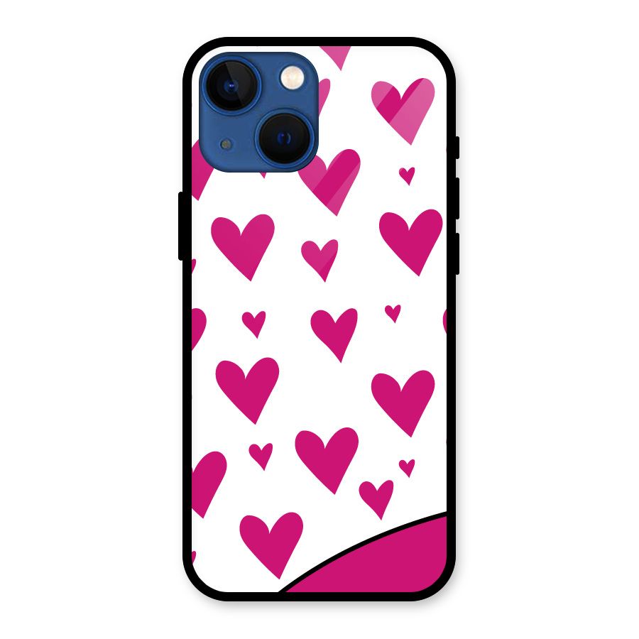 Romantic Couples with Hearts Glass Back Case for iPhone 13 Mini
