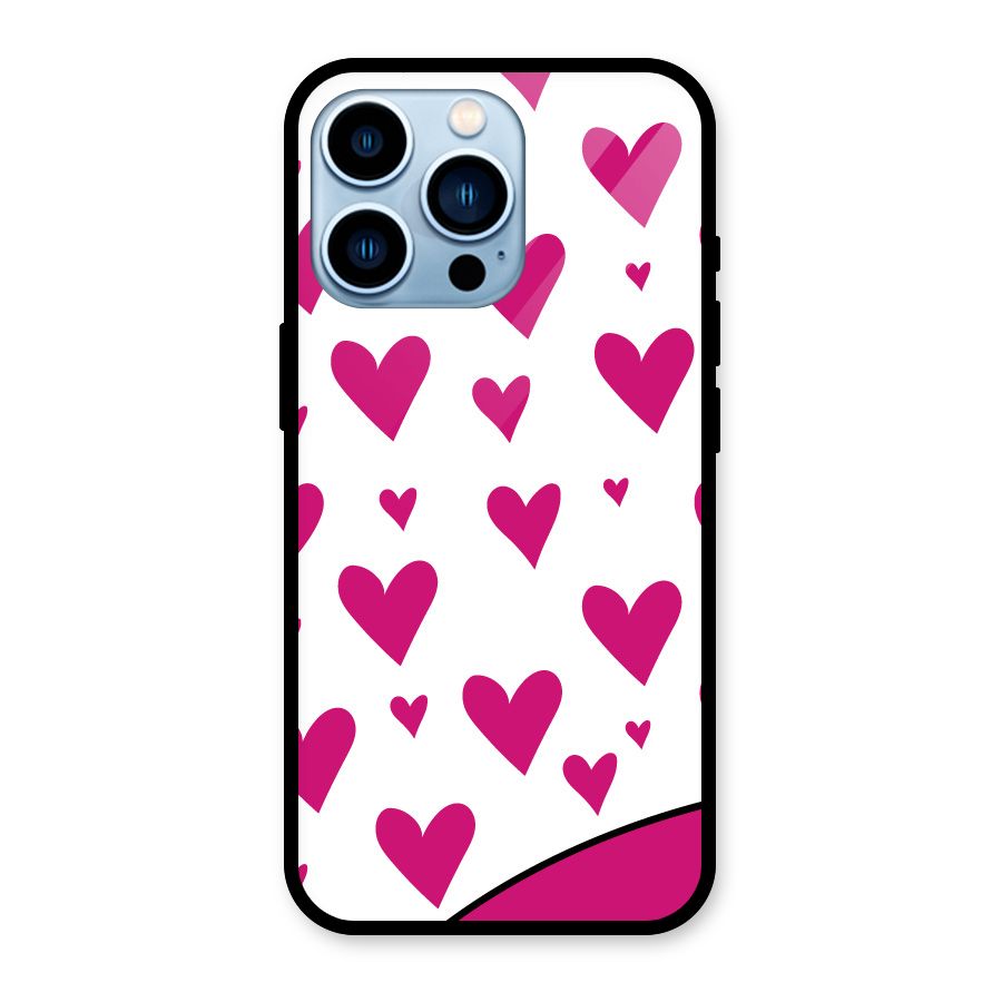 Romantic Couples with Hearts Glass Back Case for iPhone 13 Pro