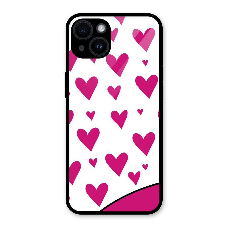 Romantic Couples with Hearts Glass Back Case for iPhone 14