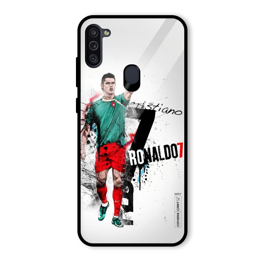 Ronaldo In Portugal Jersey Glass Back Case for Galaxy M11
