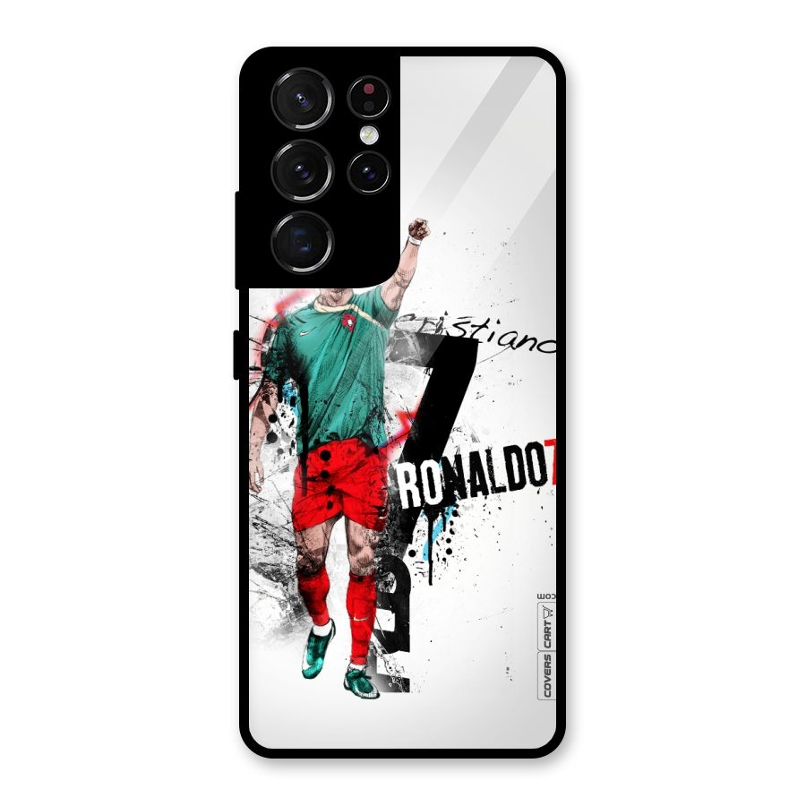Ronaldo In Portugal Jersey Glass Back Case for Galaxy S21 Ultra 5G