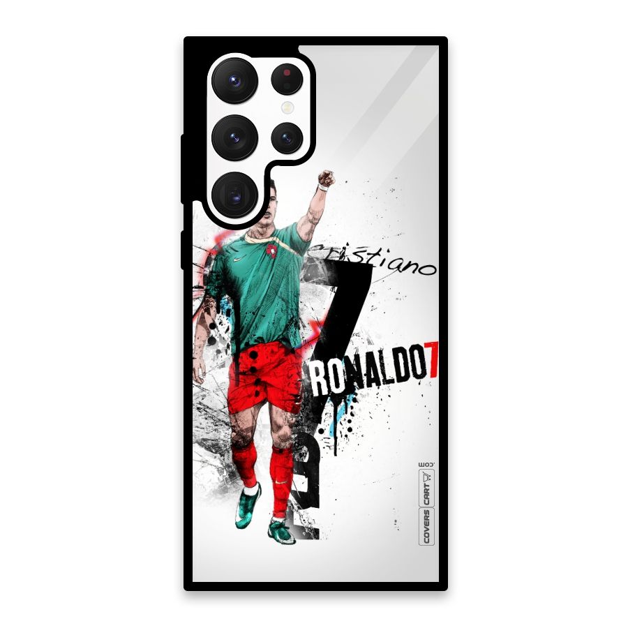 Ronaldo In Portugal Jersey Glass Back Case for Galaxy S22 Ultra 5G