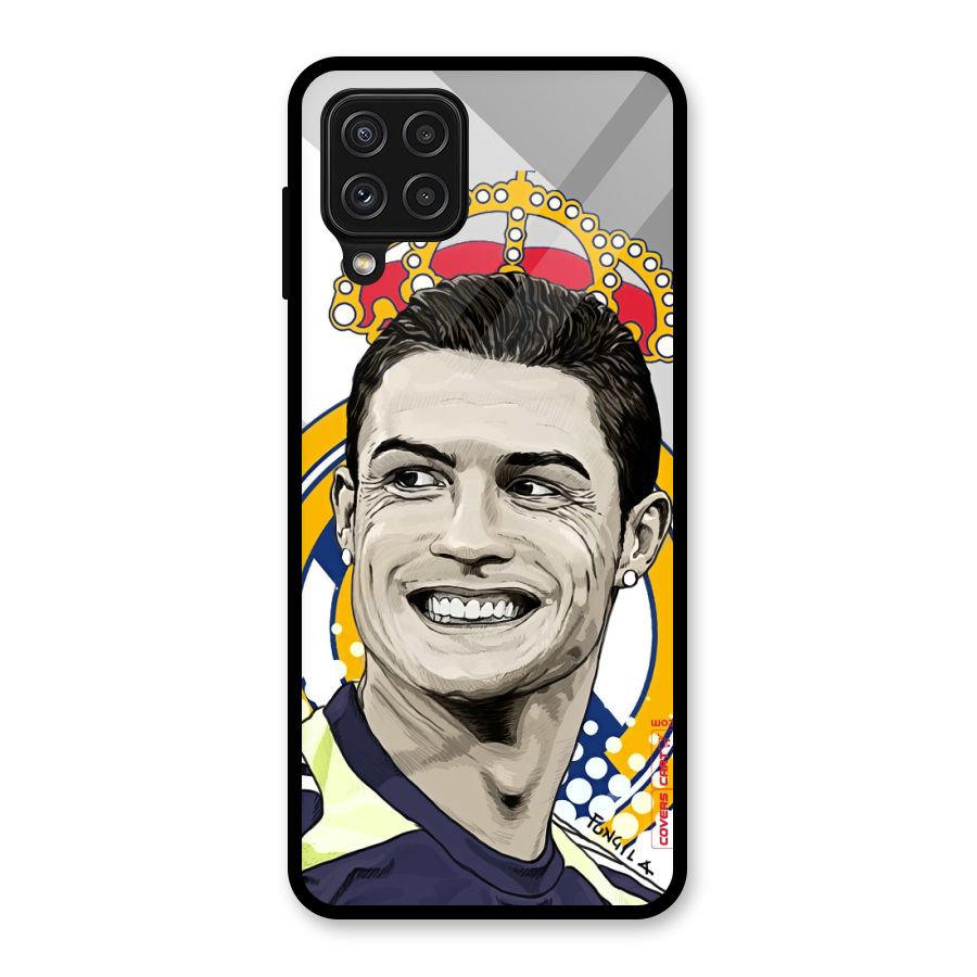 Ronaldo Madrid King Glass Back Case for Galaxy A22 4G