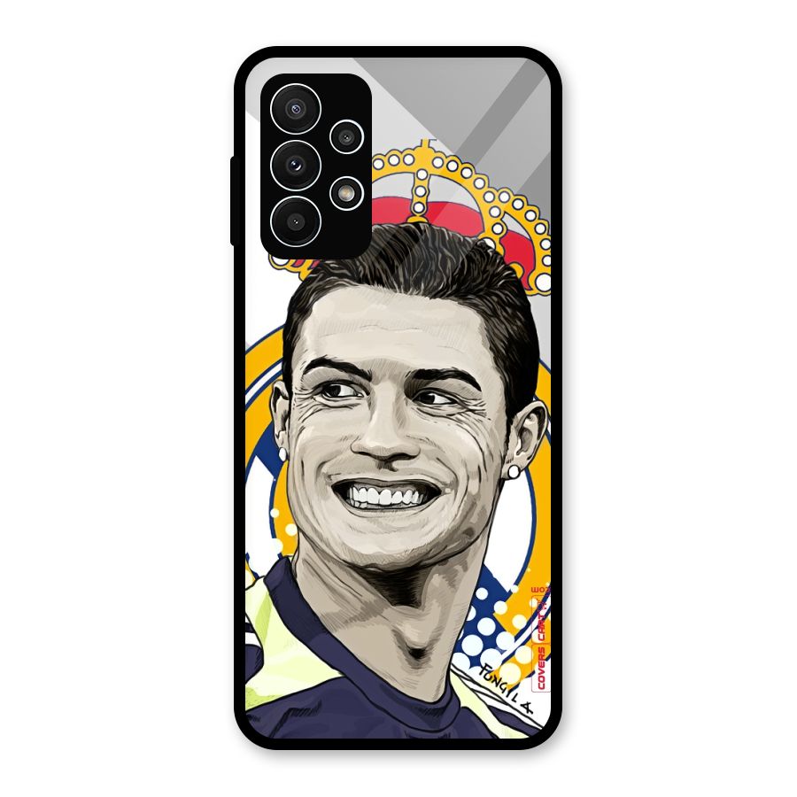 Ronaldo Madrid King Glass Back Case for Galaxy A23
