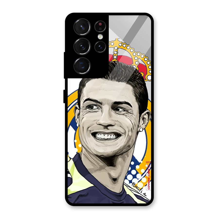 Ronaldo Madrid King Glass Back Case for Galaxy S21 Ultra 5G