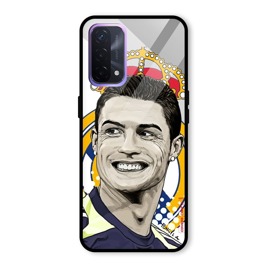 Ronaldo Madrid King Glass Back Case for Oppo A74 5G