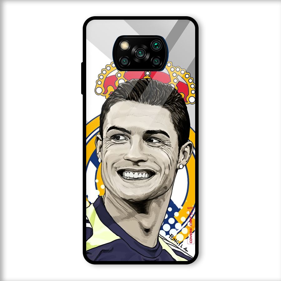 Ronaldo Madrid King Glass Back Case for Poco X3