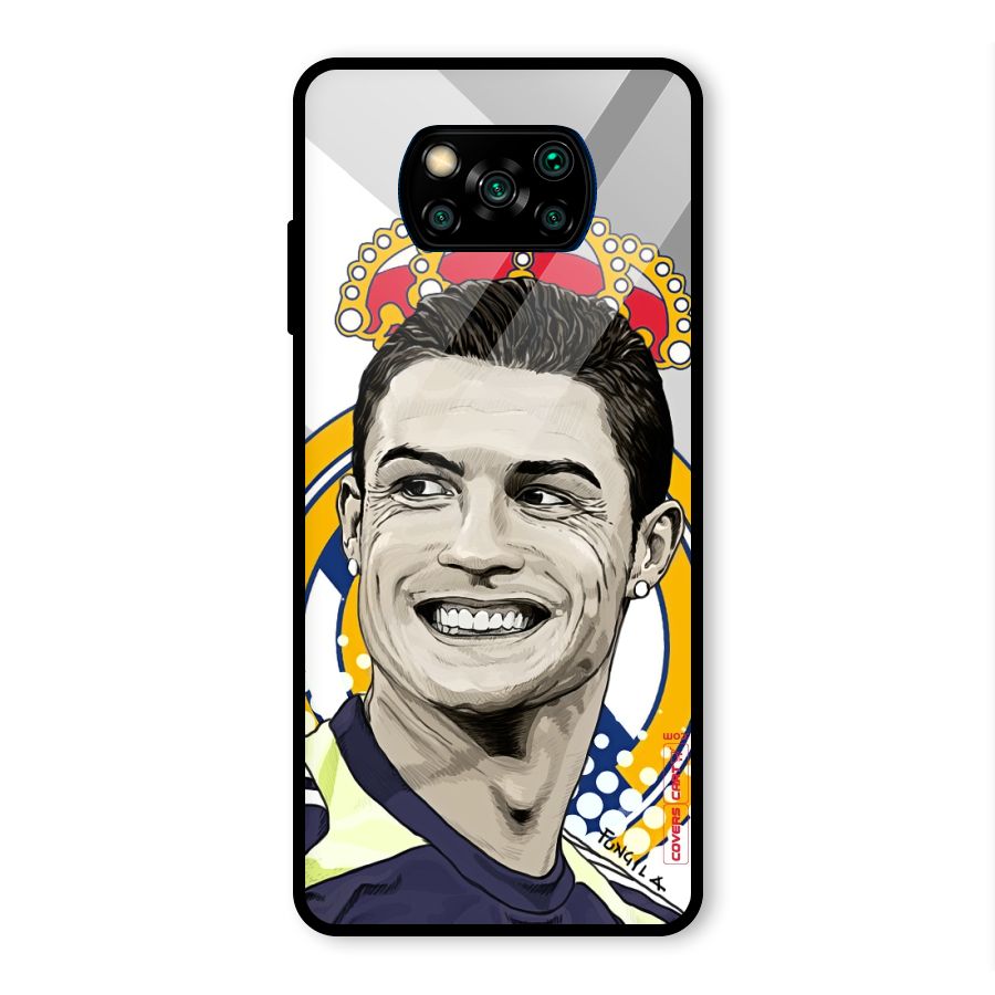 Ronaldo Madrid King Glass Back Case for Poco X3 Pro