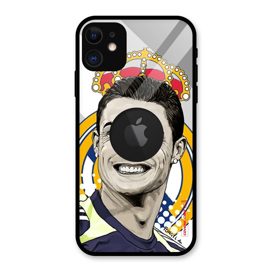 Ronaldo Madrid King Glass Back Case for iPhone 11 Logo Cut