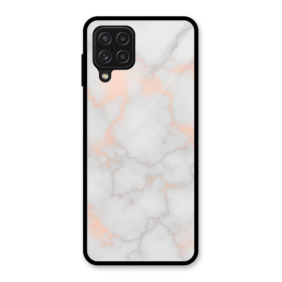 RoseGold Marble Glass Back Case for Galaxy A22 4G