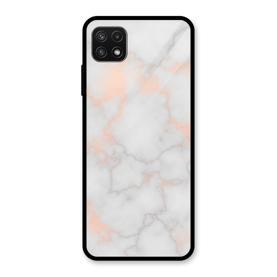 RoseGold Marble Glass Back Case for Galaxy A22 5G
