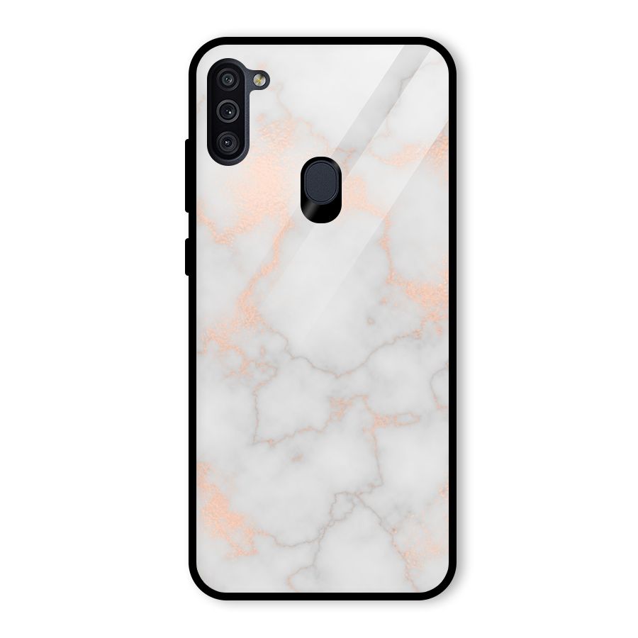 RoseGold Marble Glass Back Case for Galaxy M11