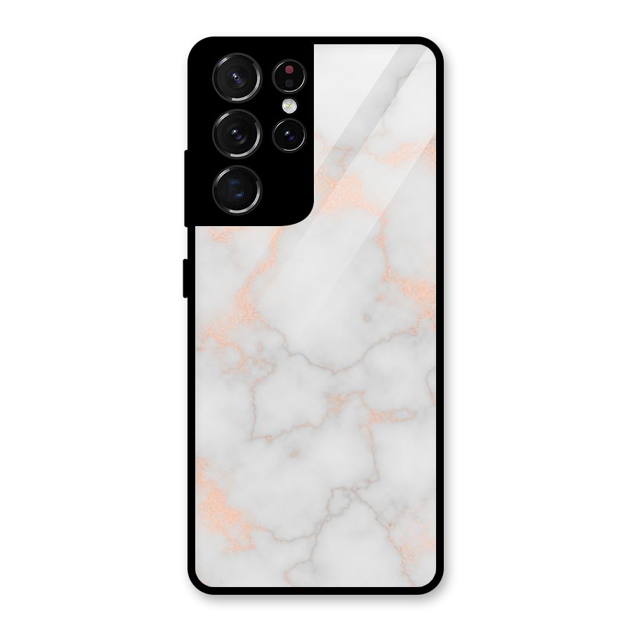 RoseGold Marble Glass Back Case for Galaxy S21 Ultra 5G