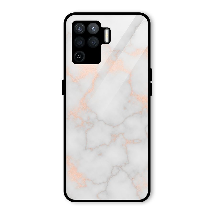 RoseGold Marble Glass Back Case for Oppo F19 Pro