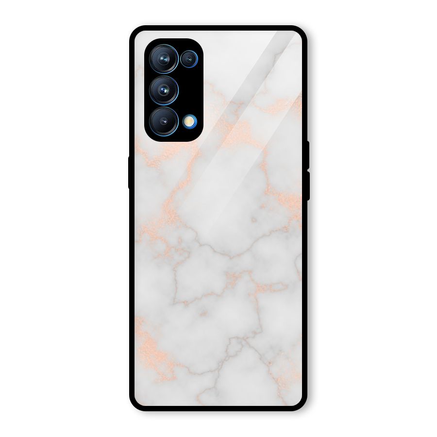 RoseGold Marble Glass Back Case for Oppo Reno5 Pro 5G