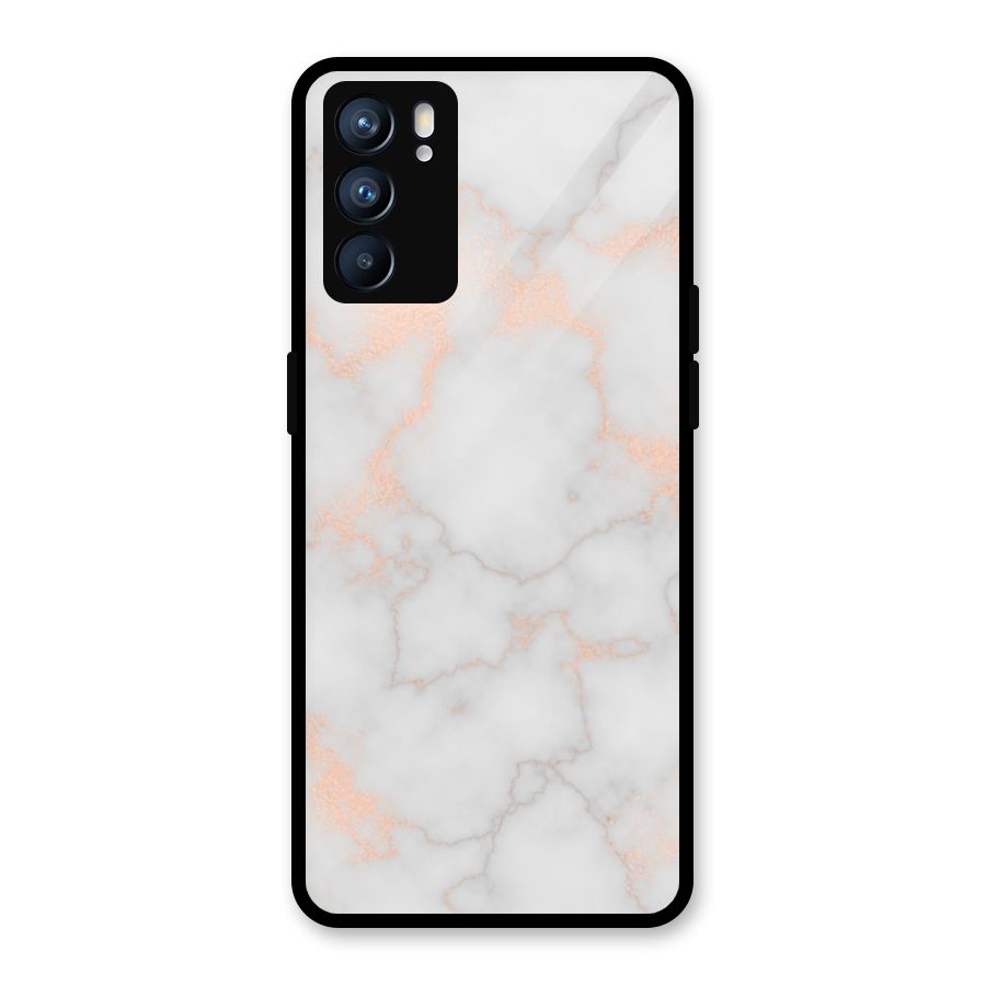 RoseGold Marble Glass Back Case for Oppo Reno6 5G