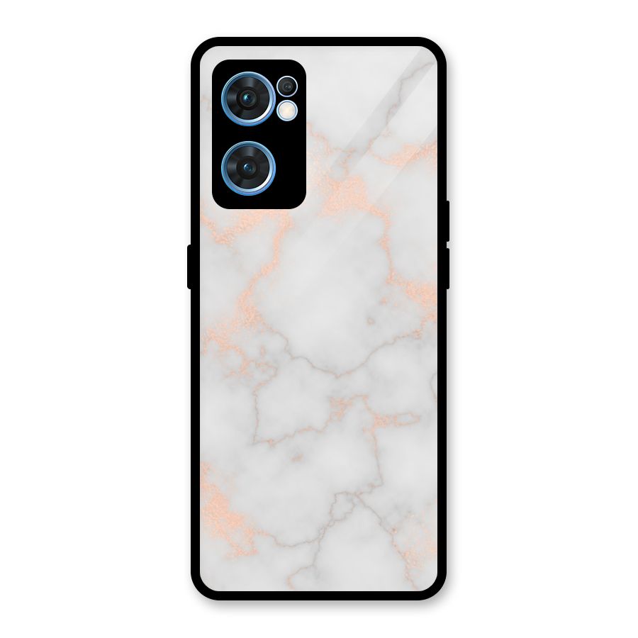 RoseGold Marble Glass Back Case for Oppo Reno7 5G