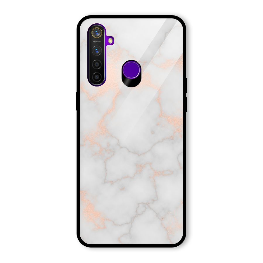 RoseGold Marble Glass Back Case for Realme 5 Pro